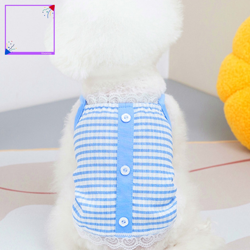 Áo Sơ Mi Không Tay Chống Nắng Họa Tiết Sọc Caro Thời Trang Dành Cho Cún Cưng