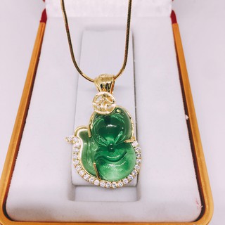 Dây chuyền vàng nữ + mặt phong thủy ( Hồ ly xanh lục )