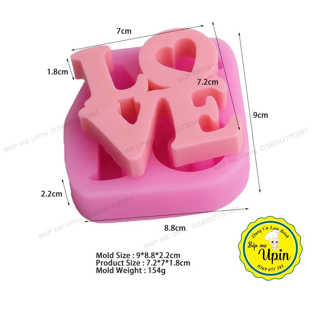 Khuôn silicon tạo hình chữ Love trang trí bánh sinh nhật - thạch pudding