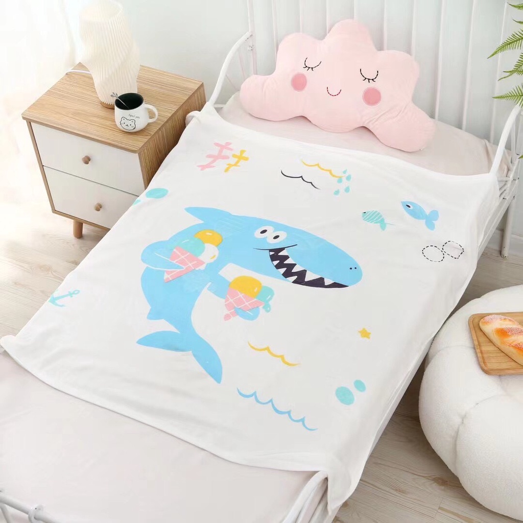 Chăn lụa coton cao cấp siêu mềm cho bé nằm điều hòa -Chăn hè thu cho bé