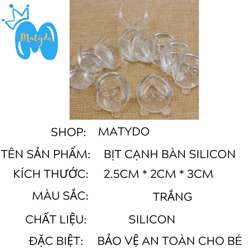 Bịt góc cạnh bàn cao cấp chống va đập mềm nhẹ đàn hồi bảo vệ an toàn cho bé AT05