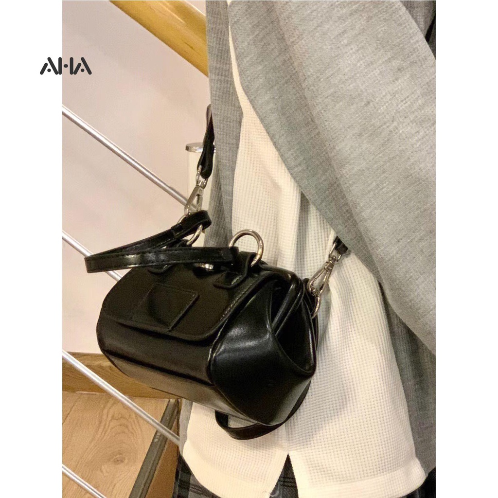 Túi xách AHA OFFICIAL đeo vai mini có khóa kim loại phong cách retro đơn giản dễ phối đồ