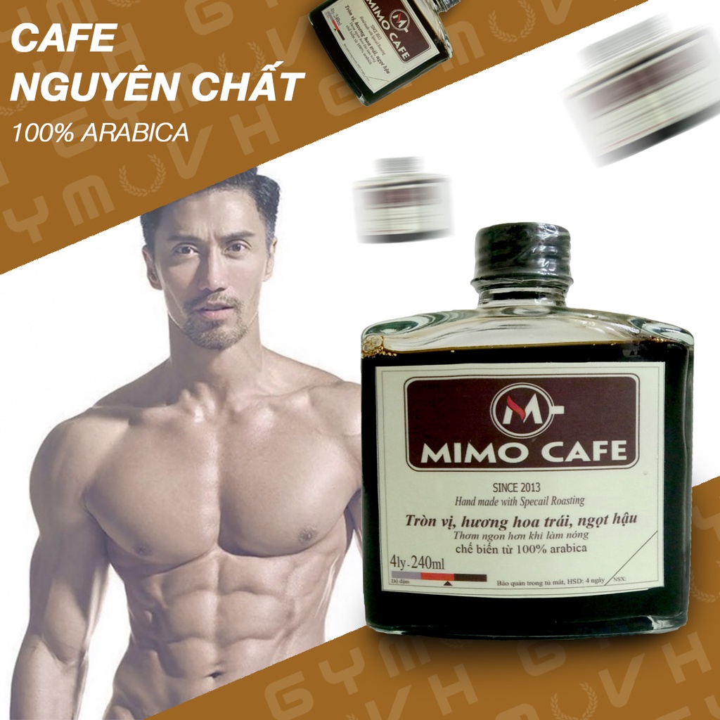 Cà phê đóng chai rang mộc nguyên chất Hạt Arabica 100% chai 240ml - Hỗ Trợ Giảm Cân - Mimo Cafe