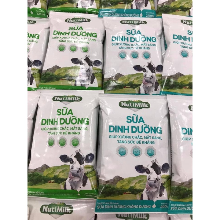 Sữa dinh dưỡng có đường,không đường Nuti Milk gói 220 mL (Thùng)