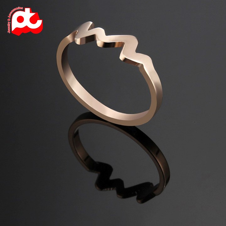 Nhẫn titan nữ nhịp tim cách điệu cao cấp thép không gỉ titanium