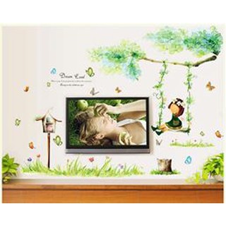 Decal dán tường Xích đu xanh