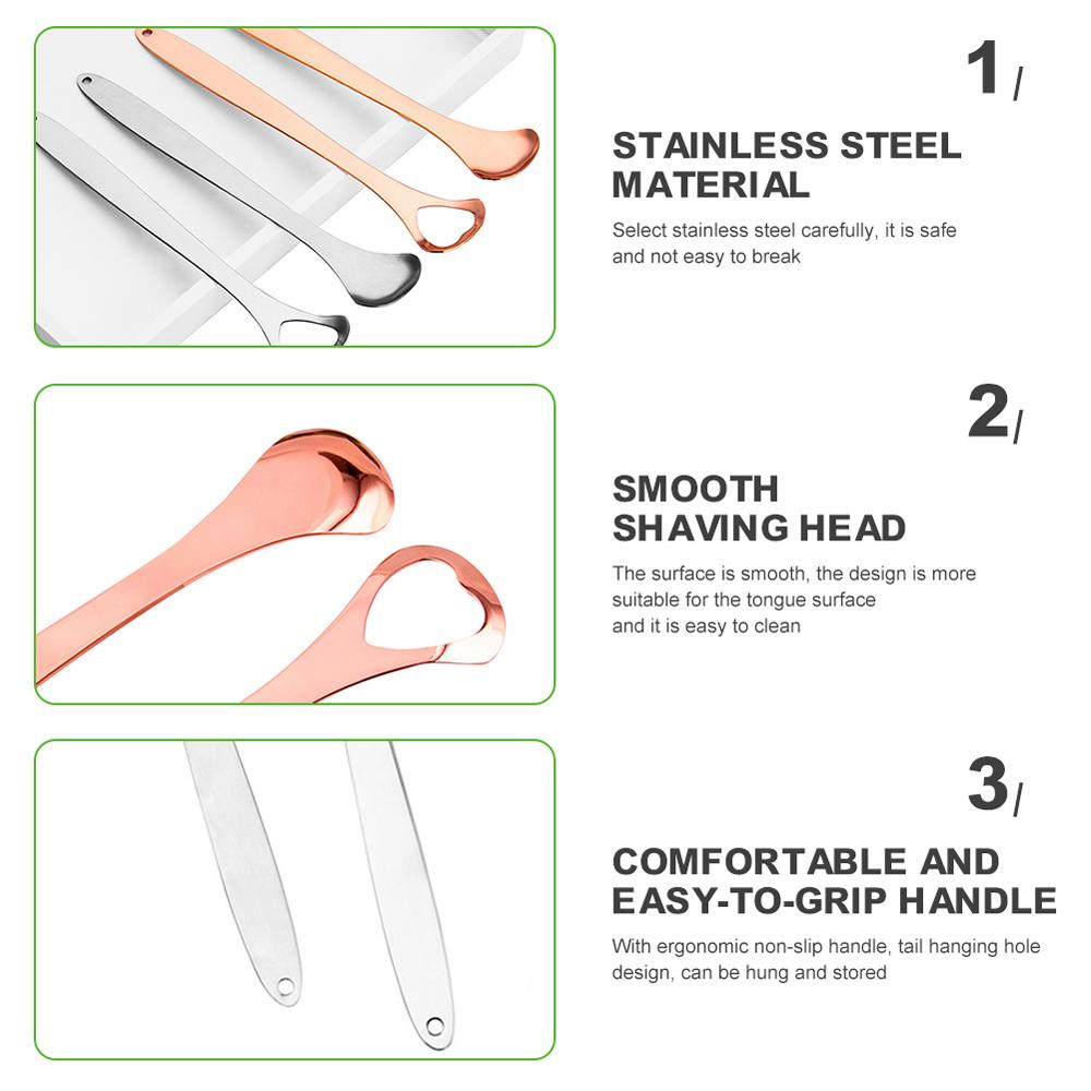 OCEANMAP Dụng Cụ Cạo Lưỡi Bằng Thép Không Gỉ Màu Bạc An Toàn Cho Sức Khỏe Cho Trẻ