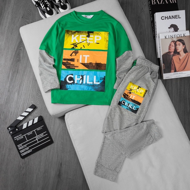 Bộ dài tay bé trai size đại 23-57kg, bộ thun cotton bé trai lớn