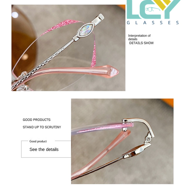 LCYY mới không gọng kính chống ánh sáng xanh không thường xuyên Kính không gọng long lanh-0 ° -5.0 ° (tại chỗ) 7374