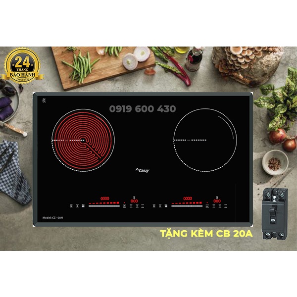 Bếp điện từ đôi Canzy CZ - 08H | Bếp điện từ không kén nồi | Bảo hành chính hãng 2 năm