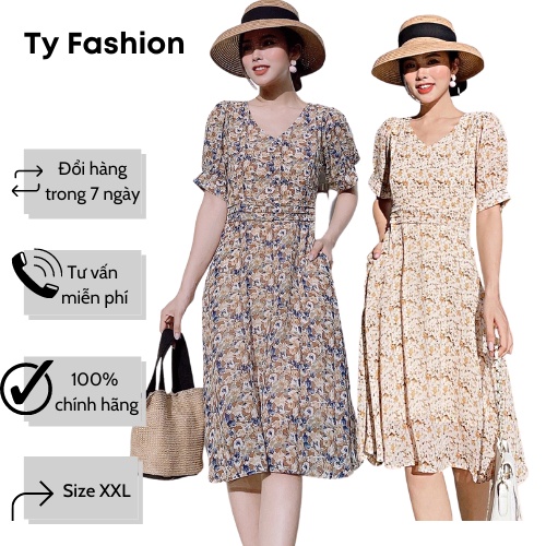 Đầm xoè hoa nhí dạo phố đi làm Mini Dress Petystore D009