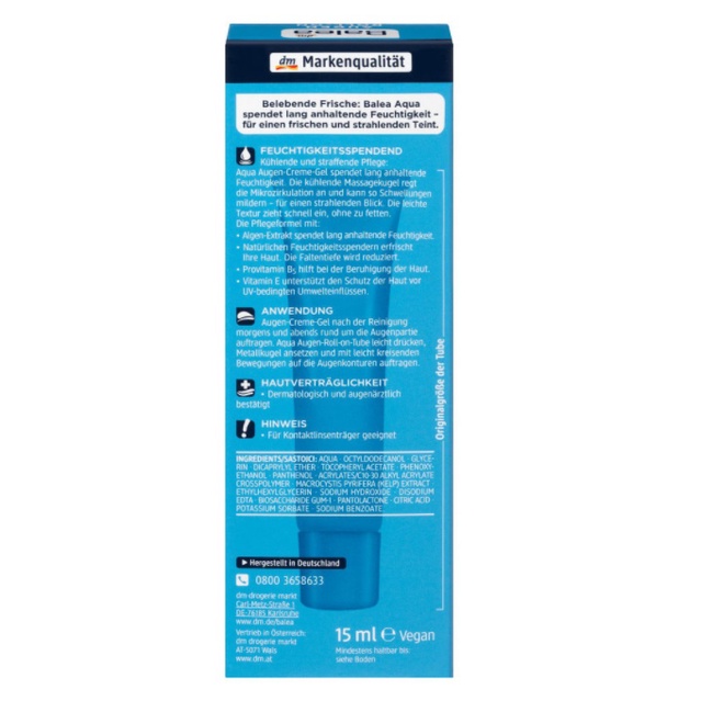 Lăn dưỡng mắt Balea Aqua Đức 15ml, lăn mắt mát xa giảm thâm quầng mắt - Shop Viloet