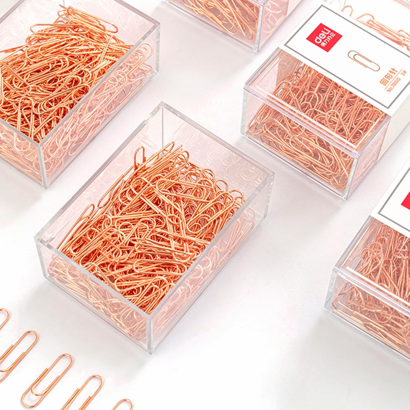 Deli. Set 160 Kẹp Giấy Màu Vàng Hồng Đa Chức Năng
