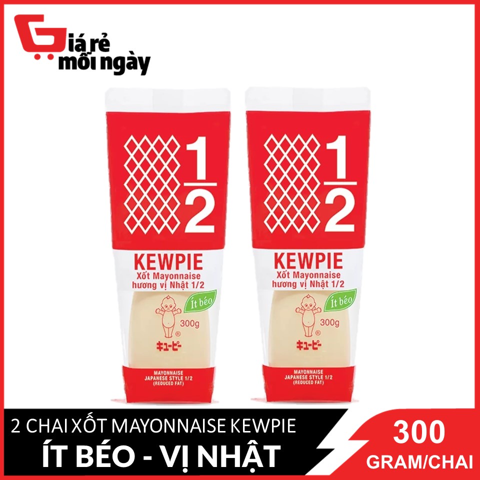 Combo 2 Chai Xốt Kewpie Mayonnaise Hương Vị Nhật 1/2 ít béo chai 300g