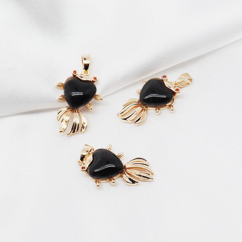 Mặt Dây Chuyền Hình Cá Cảm Biến Nhiệt Bằng Đồng Mạ Vàng 18k Thủ Công diy