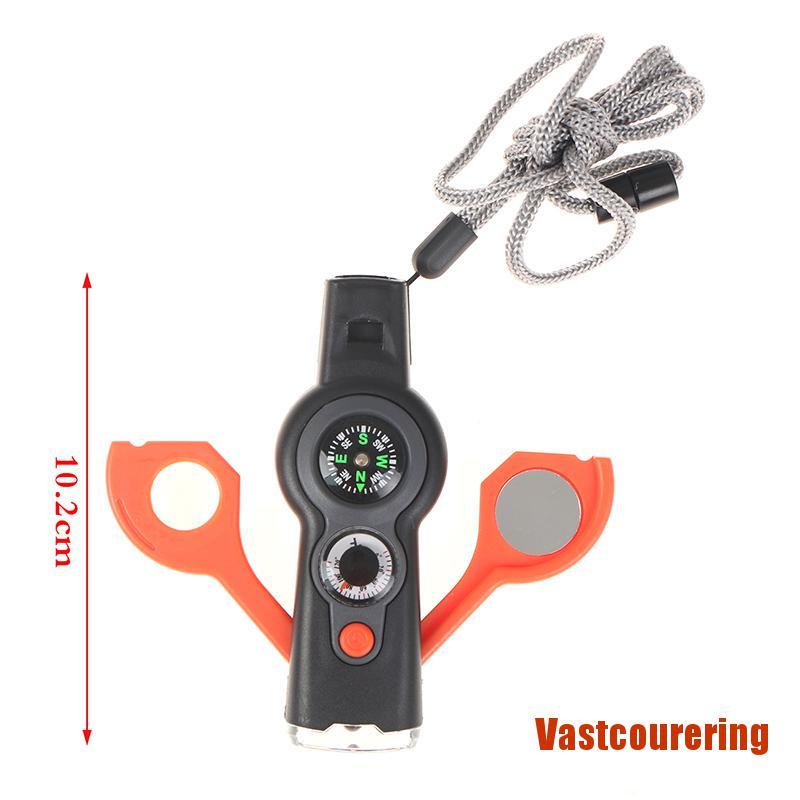 Móc Khóa Sinh Tồn Tích Hợp La Bàn &amp; Đèn LED &amp; Còi 7 Trong 1