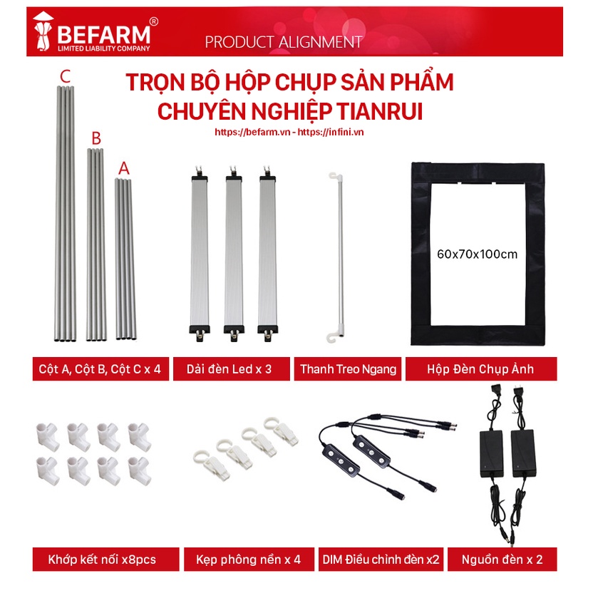 [Siêu Phẩm] Hộp chụp / tủ chụp ảnh sản phẩm chuyên nghiệp chính hãng Tianrui Size lớn 60x70x100cm (Kèm phông nền)