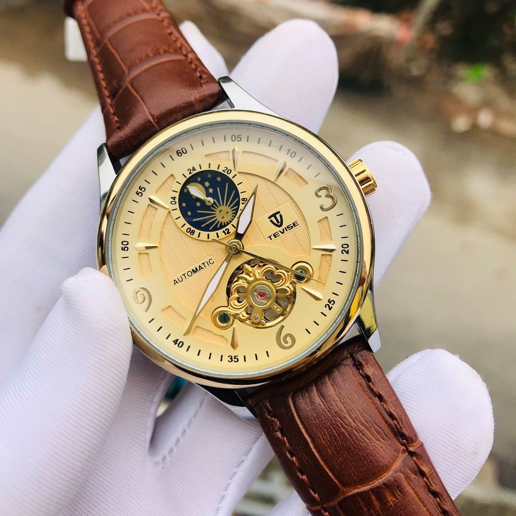 Đồng Hồ Nam Cơ Tự Động Automatic Chính Hãng TEVISE Dây Da Cao Cấp Đẹp Giá Rẻ Chống Nước Chống Xước | BigBuy360 - bigbuy360.vn