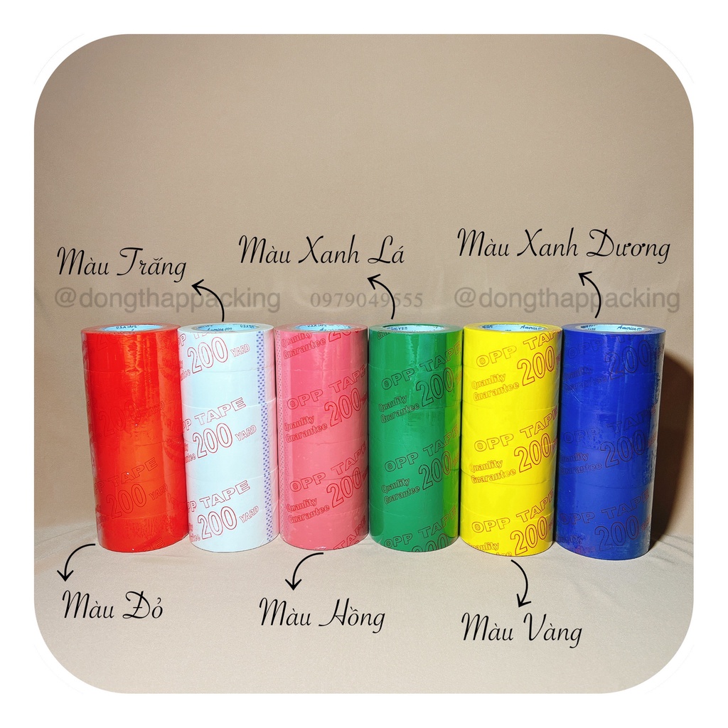 1 CÂY 6 CUỘN BĂNG KEO MÀU 200 YARD