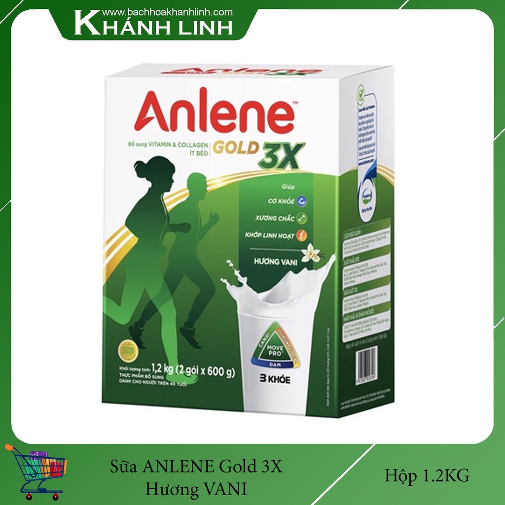 [ COMBO 2 Hộp] Sữa Bột Anlene GOLD Move Pro Hương Vani Hộp giấy 1.2KG cho người &gt; 40 Tuổi