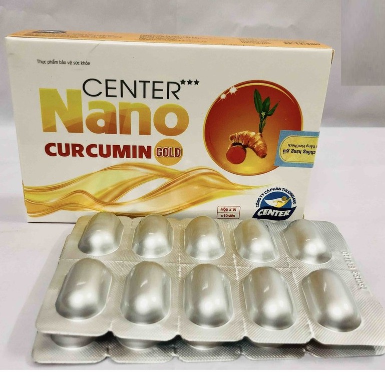 CENTER Nano CURCUMIN GOLD – Hỗ trợ điều trị Viêm loét dạ dày, phục hồi sau hóa trị, xạ trị (Hộp 30 viên)