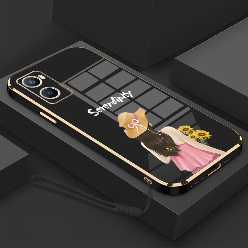 ốp lưng OPPO A57 5G 2022 Ốp Điện Thoại TPU Silicon Viền Mạ Màu Hình Cô Gái Xinh Đẹp Cho OPPO A57 5G 2022