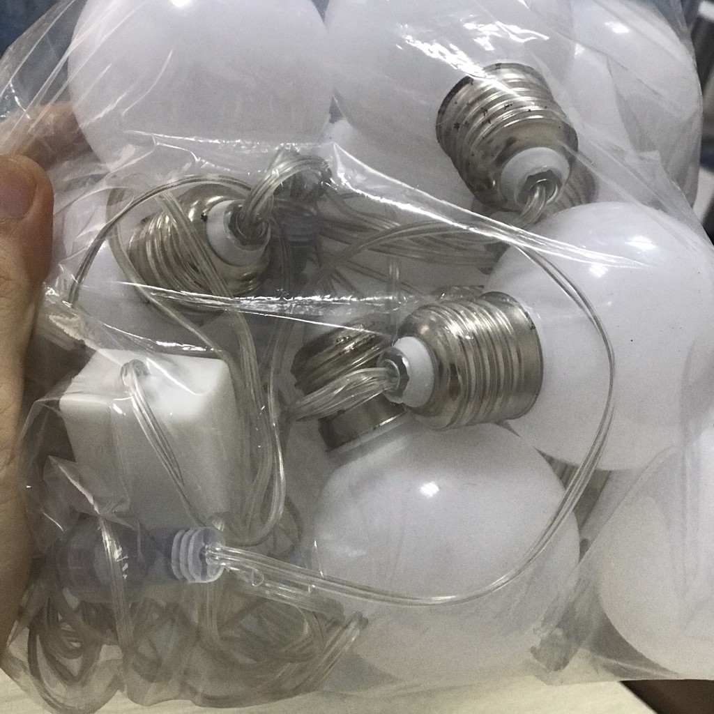 Đèn Led Trang Trí Cotton Ball 4.5m 10 Bóng, nhiều màu Có Phích Nối Dài Dây, Dây đèn led tròn nháy nhiều màu Noel