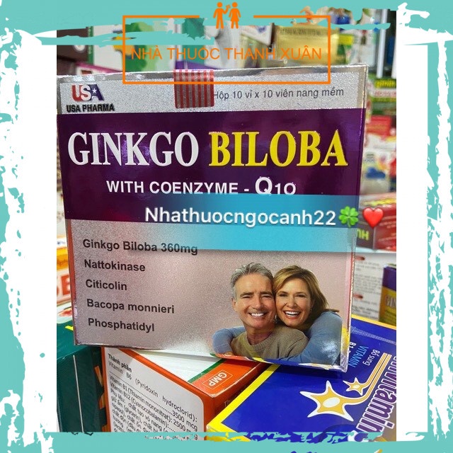 (CHÍNH HÃNG)Viên bổ não GINKGO BILOBA With Coenzym Q10 - Ông Bà (hộp 100 viên)