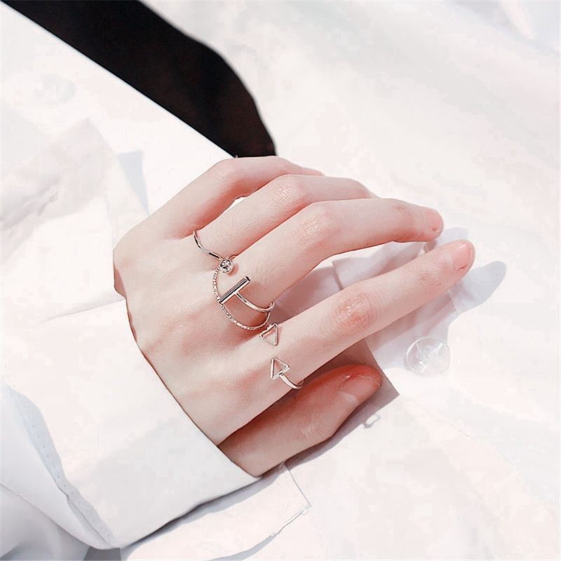 Set 4 nhẫn bạc 925 basic, set nhẫn cá tính phối nhiều vừa sang vừa lạ