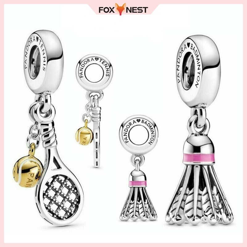 Hạt Charm Mạ Bạc S925 Hình Vợt Tennis & Cầu Lông