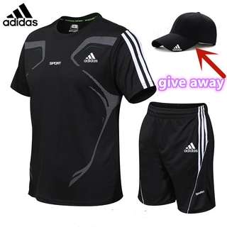 ADIDAS Set Đồ Thể Thao Ngắn Tay Thấm Hút Tốt Thời Trang Dành Cho Nam