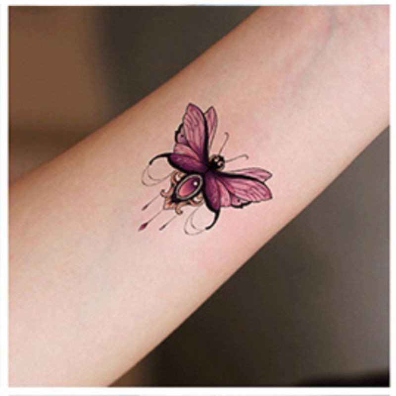 Hình xăm bướm g28. Xăm dán tatoo mini tạm thời, size &lt;10x6cm