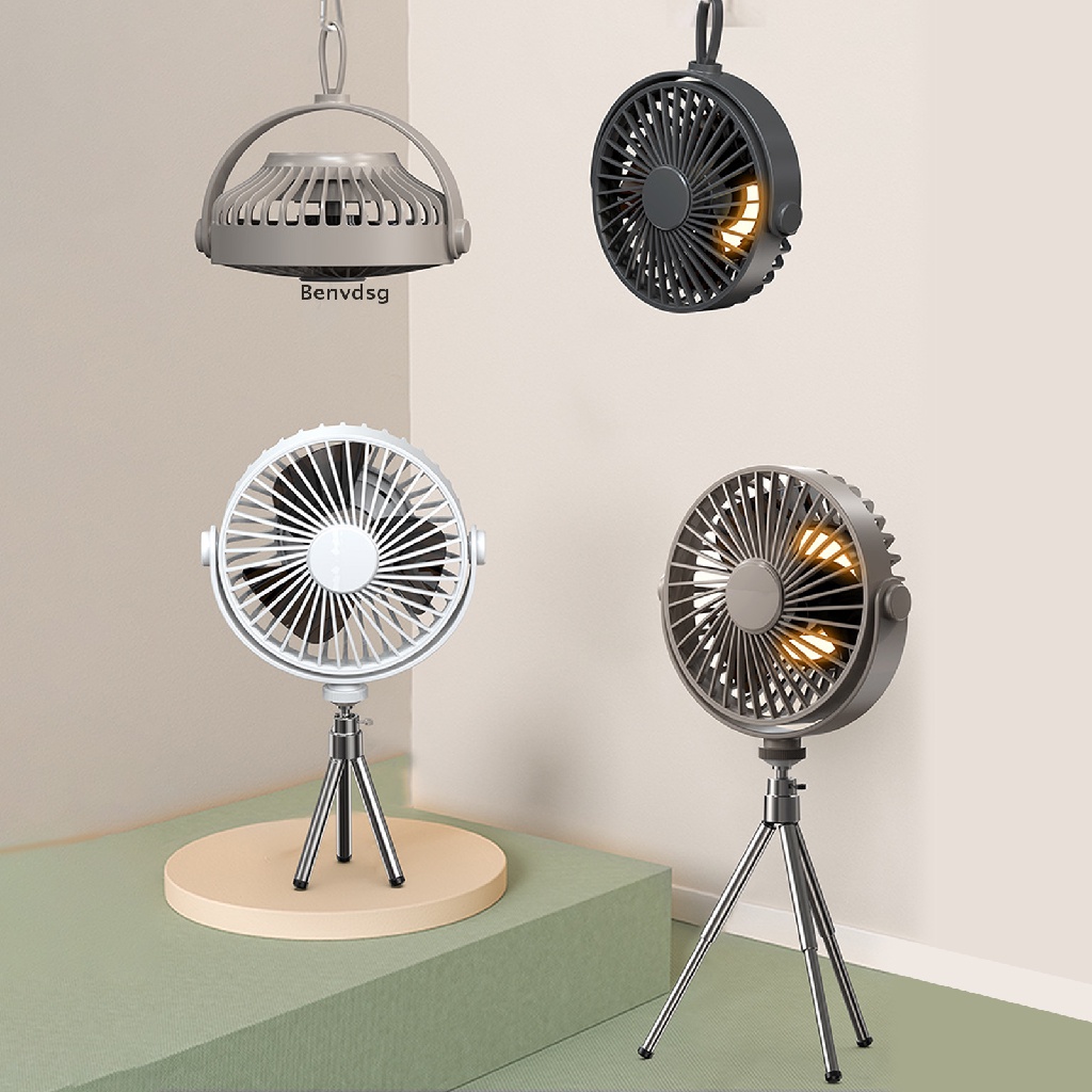 Quạt ba chân cắm trại ngoài trời đa chức năng có thể gắn đèn ban đêm
