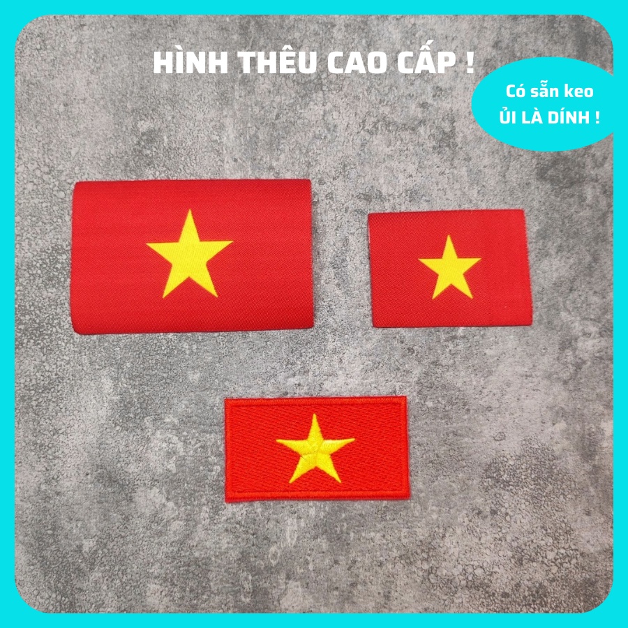 Sticker ủi quần áo cao cấp dùng trang trí quần áo, làm miếng vá quần áo hình Quốc kỳ Việt Nam - CÓ SẴN LỚP KEO ỦI
