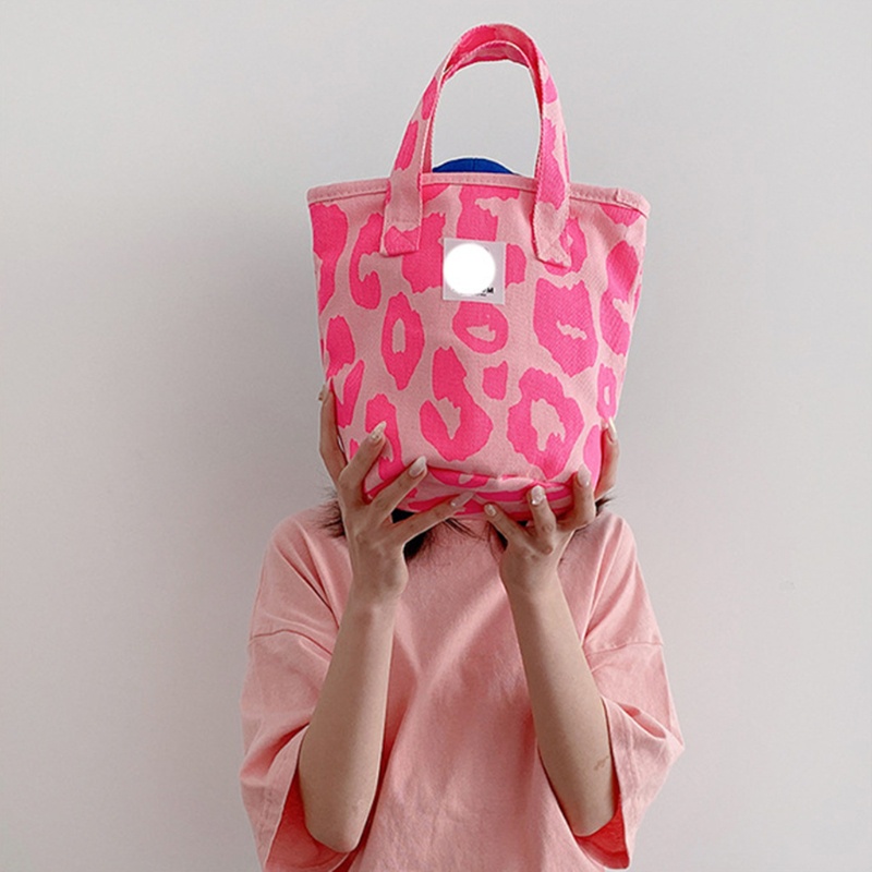Youyo Túi Xách Vải Canvas Đeo Vai / Kẹp Nách In Họa Tiết Da Báo Màu Hồng Phong Cách Retro Thời Trang Cho Nữ