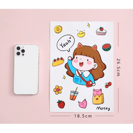 Set Hình Dán Sticker DIY Trang Trí Sổ, Tủ, Vali Cực Dễ Thương Nhiều Kích Cỡ Có Loại Tấm Lớn