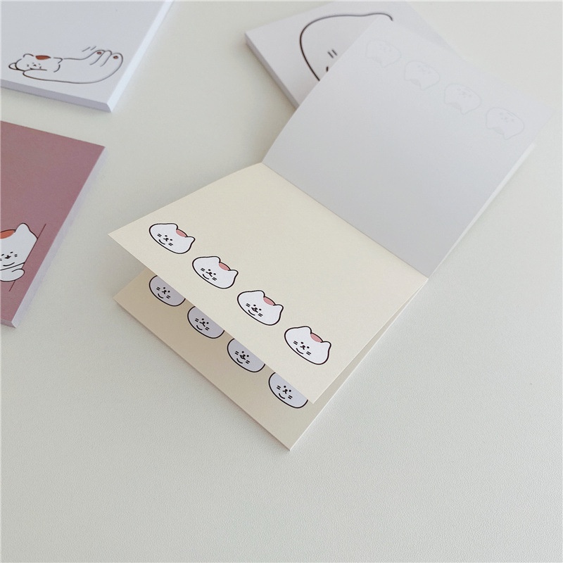 Set 50 Tờ Giấy Ghi Chú Không Dính In Hình Mèo Phong Cách Hàn Quốc