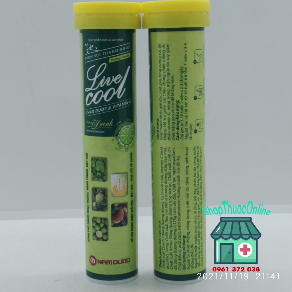 Viên sủi thanh nhiệt Livecool tuýp 16 viên hỗ trợ giảm mệt mỏi, tăng sức đề kháng