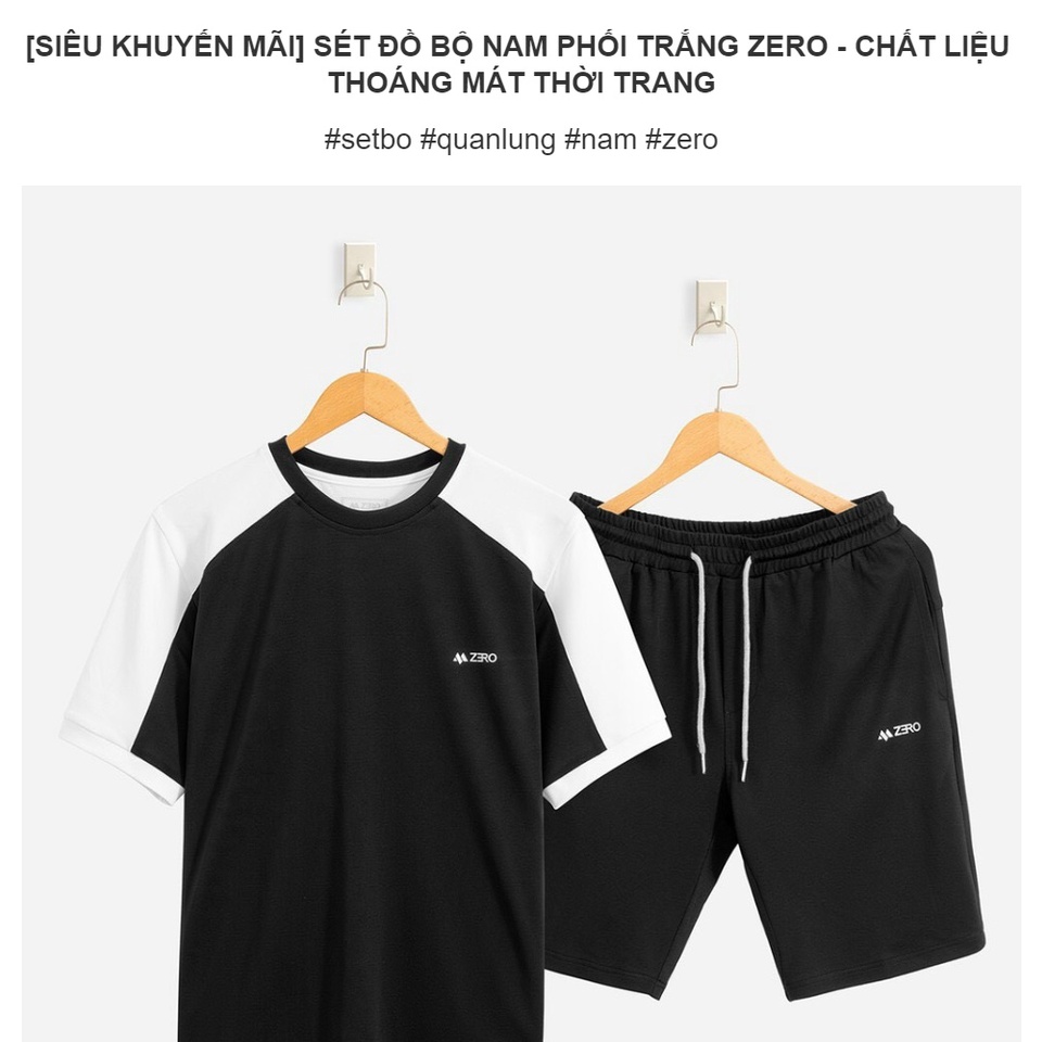 Bộ Quần Áo Nam Nữ Thể Thao Zero Chất Thun Mè Mềm Mịn Mùa Hè