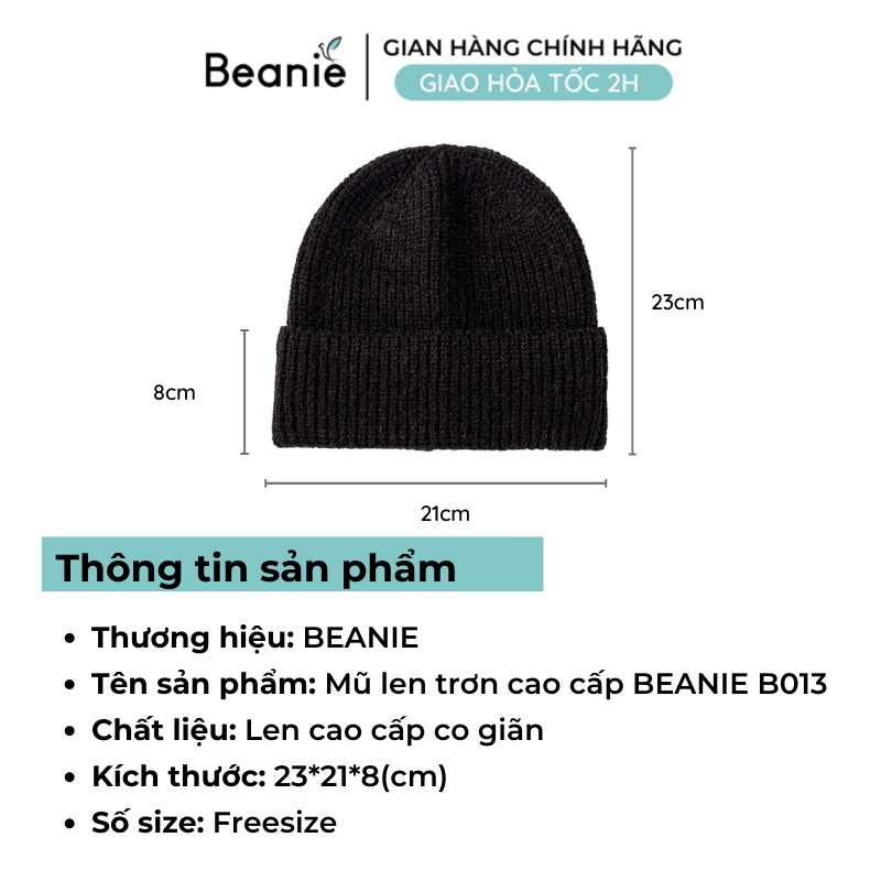 Mũ Len Ngắn BEANIE Trơn Dày Cao Cấp 2022 Phong Cách Hàn Quốc, Nón Len Hip Hop Unisex Nam Nữ Nhiều Màu Đen, Be, Xanh B013