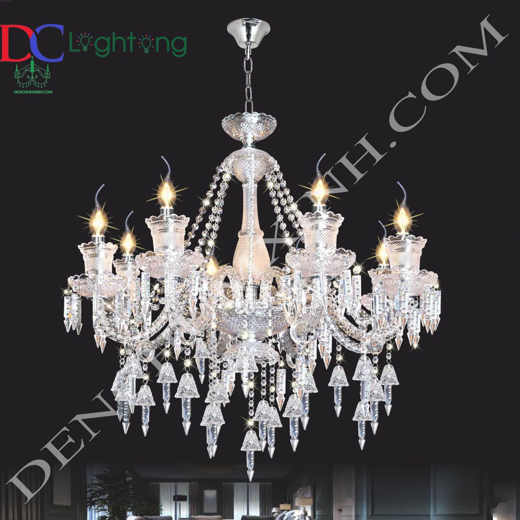 Đèn Chùm Pha Lê Nến Cao Cấp DCX143/8 (Rộng 75cm )
