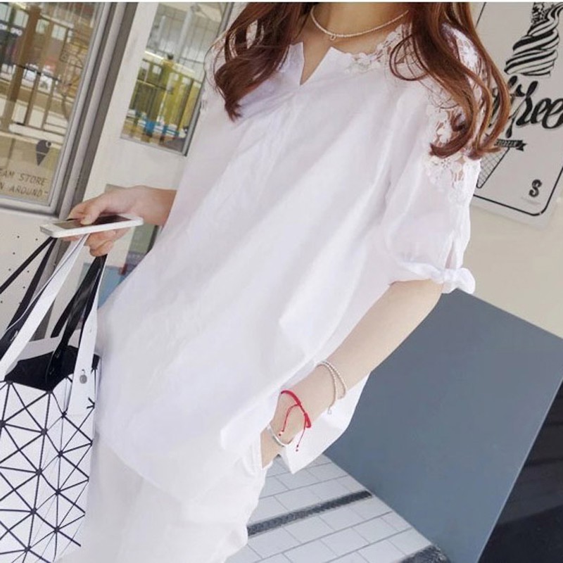 Áo Kiểu Trễ Vai Tay Lỡ Phối Ren Plus Size C1448