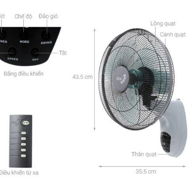 Quạt treo remote Asia L16006