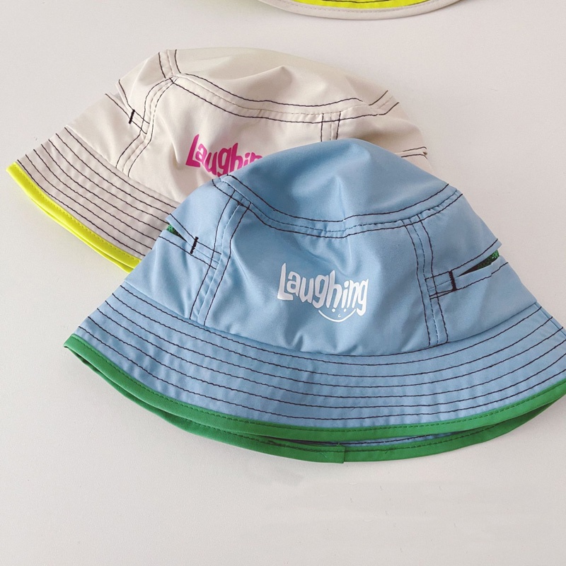 Nón Tai Bèo Phối Lưới Thoáng Khí Thêu Chữ Phong Cách Hàn Quốc Thời Trang Cho Bé