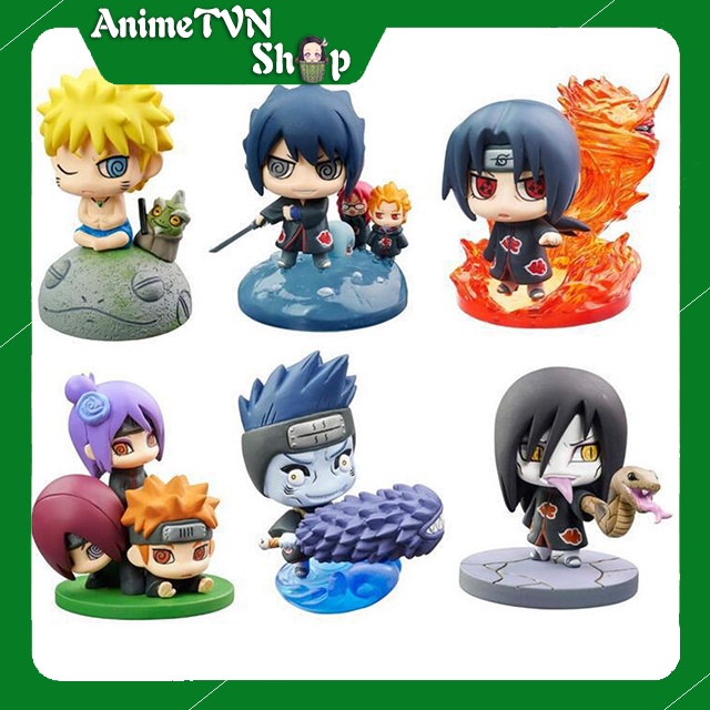 Set Combo 32 Mô hình Anime/Manga Naruto (Hokaghe, Băng Akatsuki, Tam Nin, Madara..) Phong cách chi bi (4~8cm))