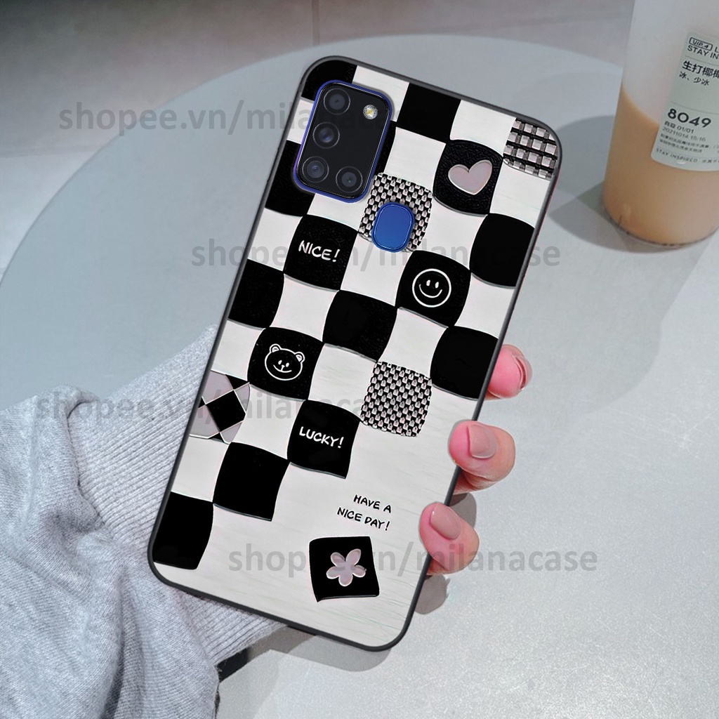 Ốp Samsung A21s in hình caro trái tim siêu đẹp, siêu nét đầy phong cách cá tính