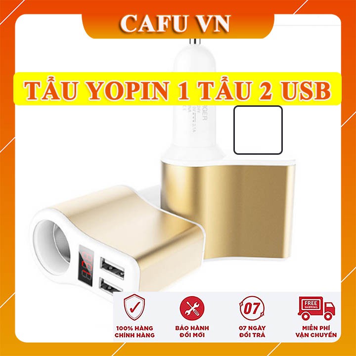 Chia tẩu sạc nhanh Yopin chia 1 tẩu 2 USB tích hợp sạc nhanh QC 3.0 - 2.4A - CAFU VN