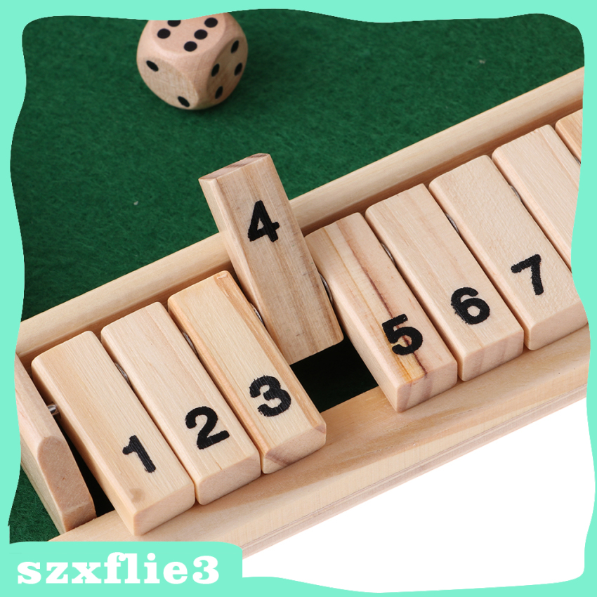 [Szxflie3] Wood Deluxe 4 Sided 10 Number Shut the Box Dice Board Game Kids Adults