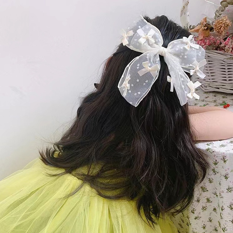 Kẹp Tóc Nơ Họa Tiết Chấm Bi Phong Cách Mới