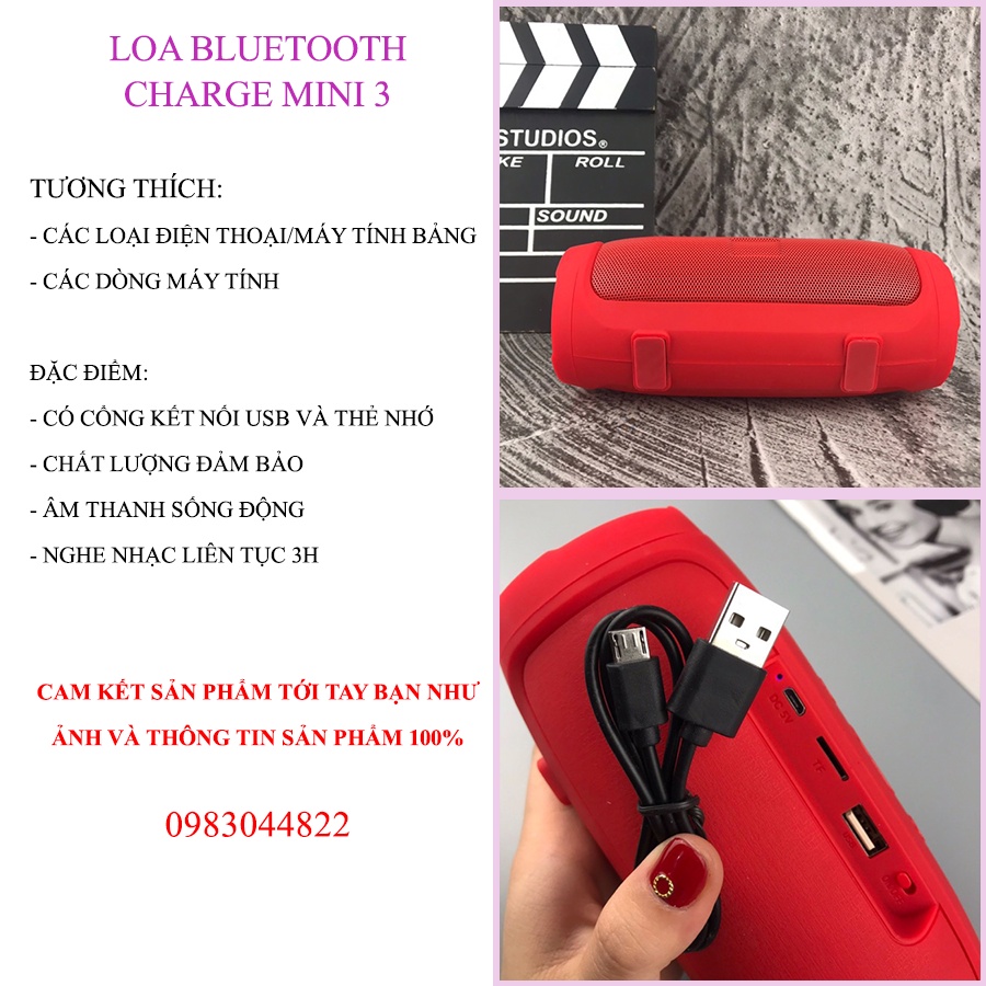 Loa Bluetooth Không Dây Mini 3 Kava Store Vỏ Nhôm Âm Thanh Sống Động Hỗ Trợ Khe Cắm Thẻ Nhớ Và USB Có Đài FM